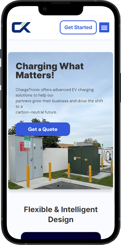 Chargetronix logo Webpage in mobile view