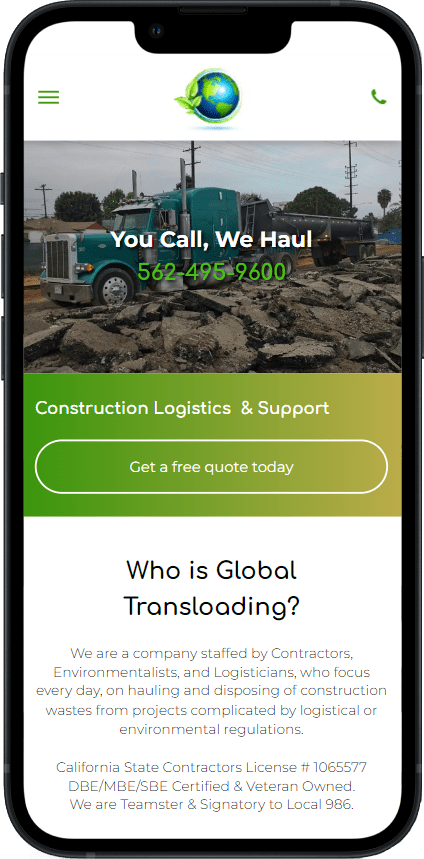 Global Transloading Webpage in mobile view